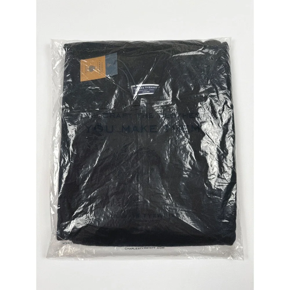 Charles Tyrwhitt Pure Merino Wool Quarter Zip Sweater Black 3XL NWT